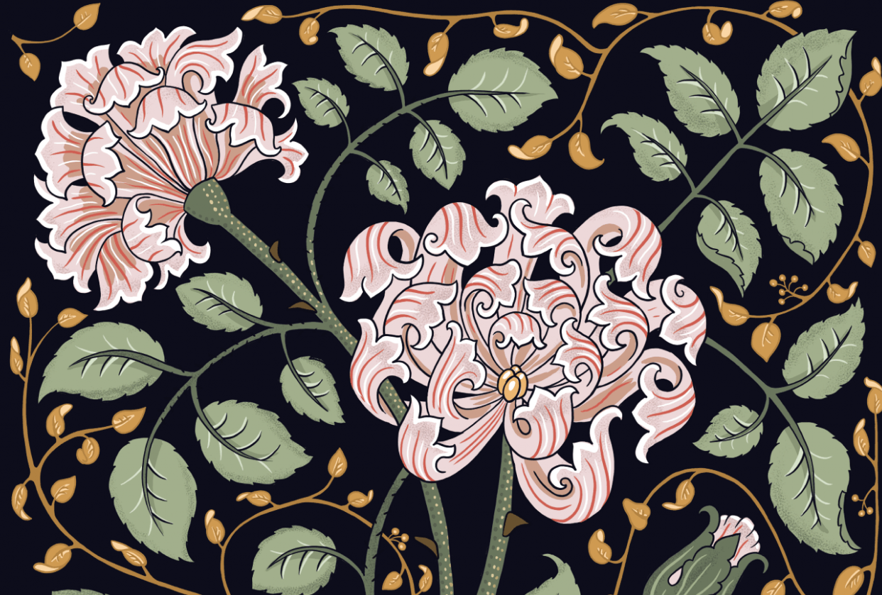 Arts And Crafts Roses Illustration - student project