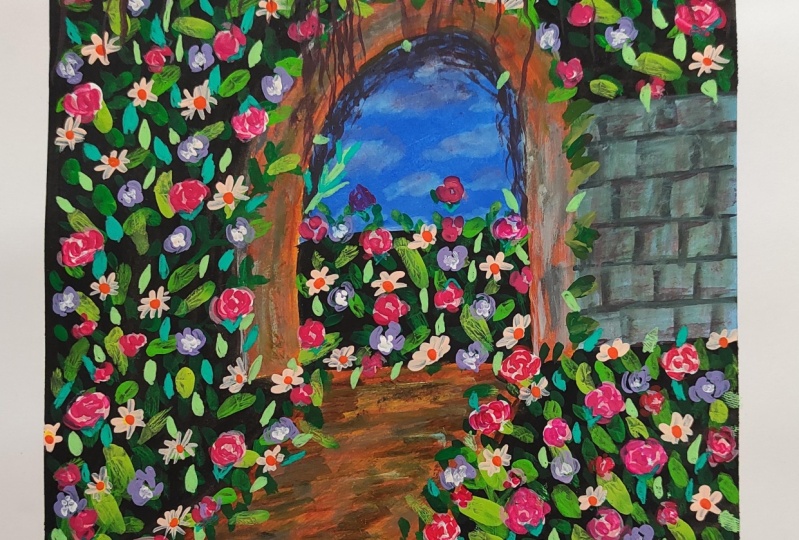 Rose Meadow with Gouache