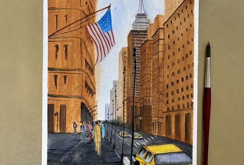 Painting cityscapes with watercolors