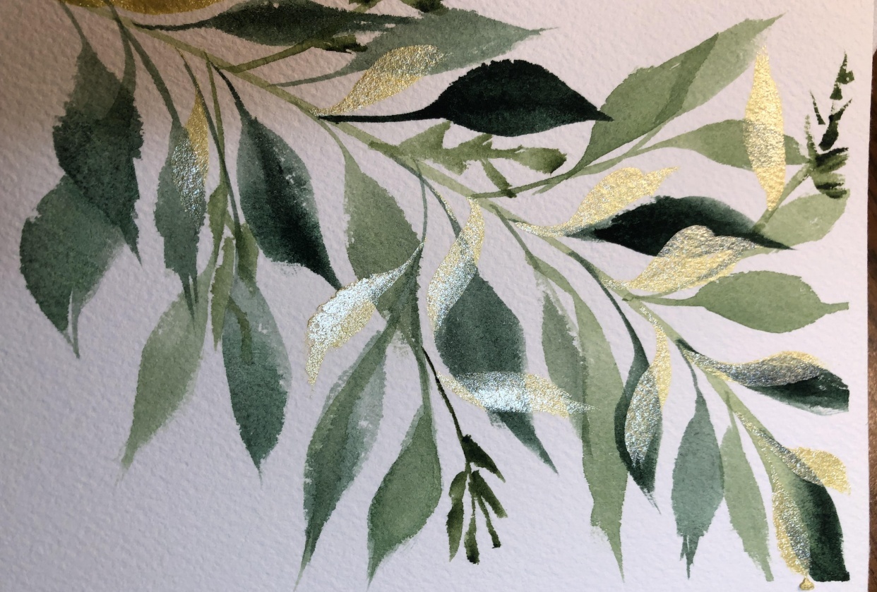watercolor leaves - student project