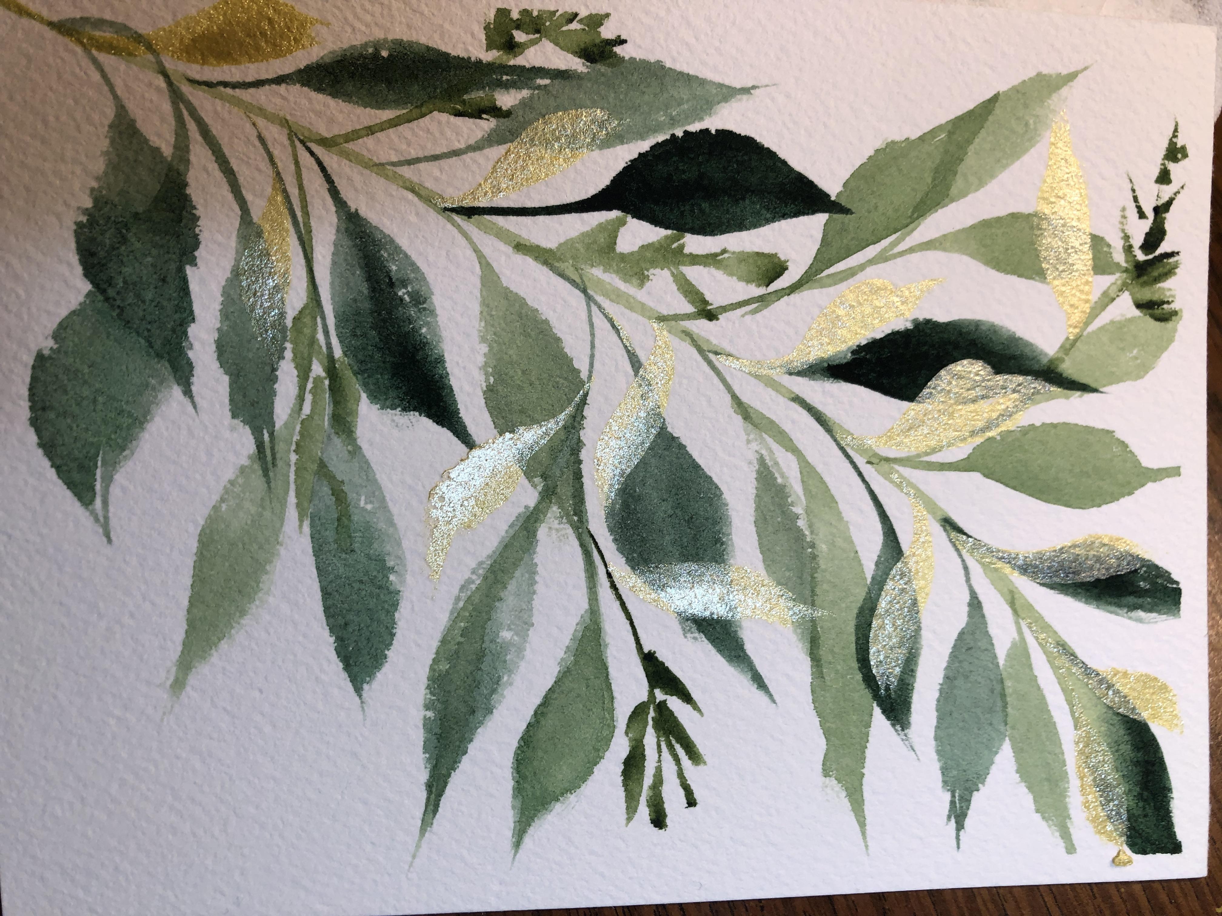 watercolor leaves - student project
