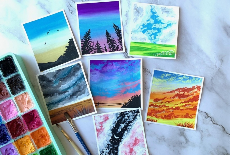 Gouache Skyscapes