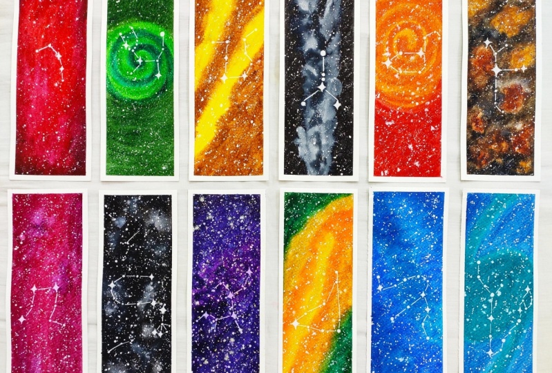 Watercolor Galaxy Bookmarks