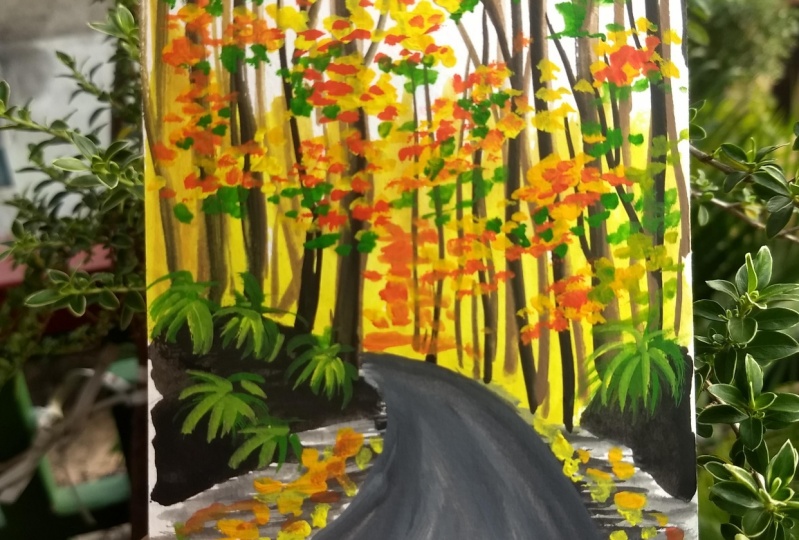 10 days of gouache autumn landscape with Nilam Roy
