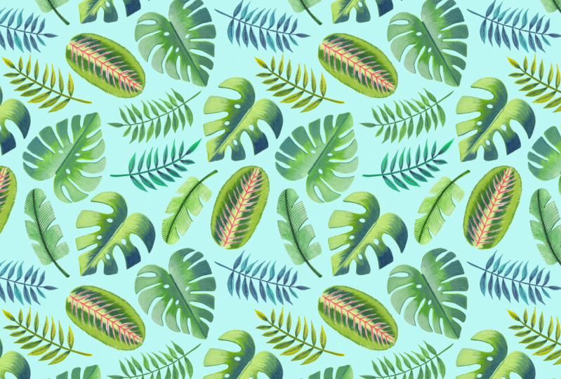 Tropical leaves in gouache