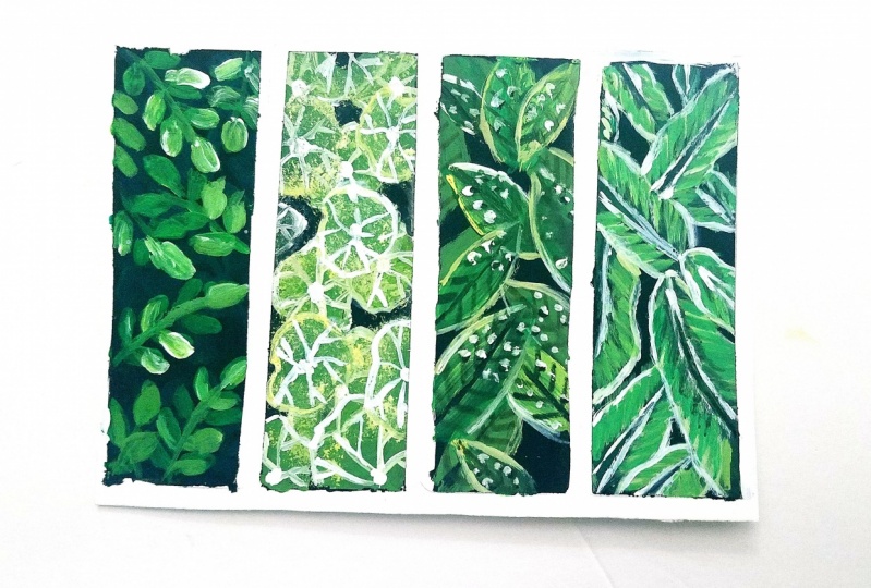Leaves Motif Bookmark Painting