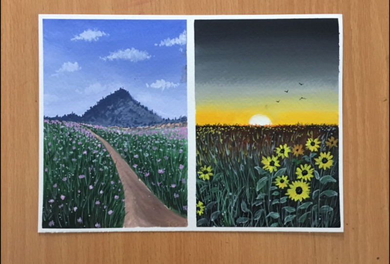 gouache meadow flowers