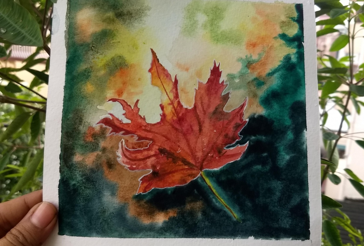 Autumn leaves in Watercolor with Bianca - student project