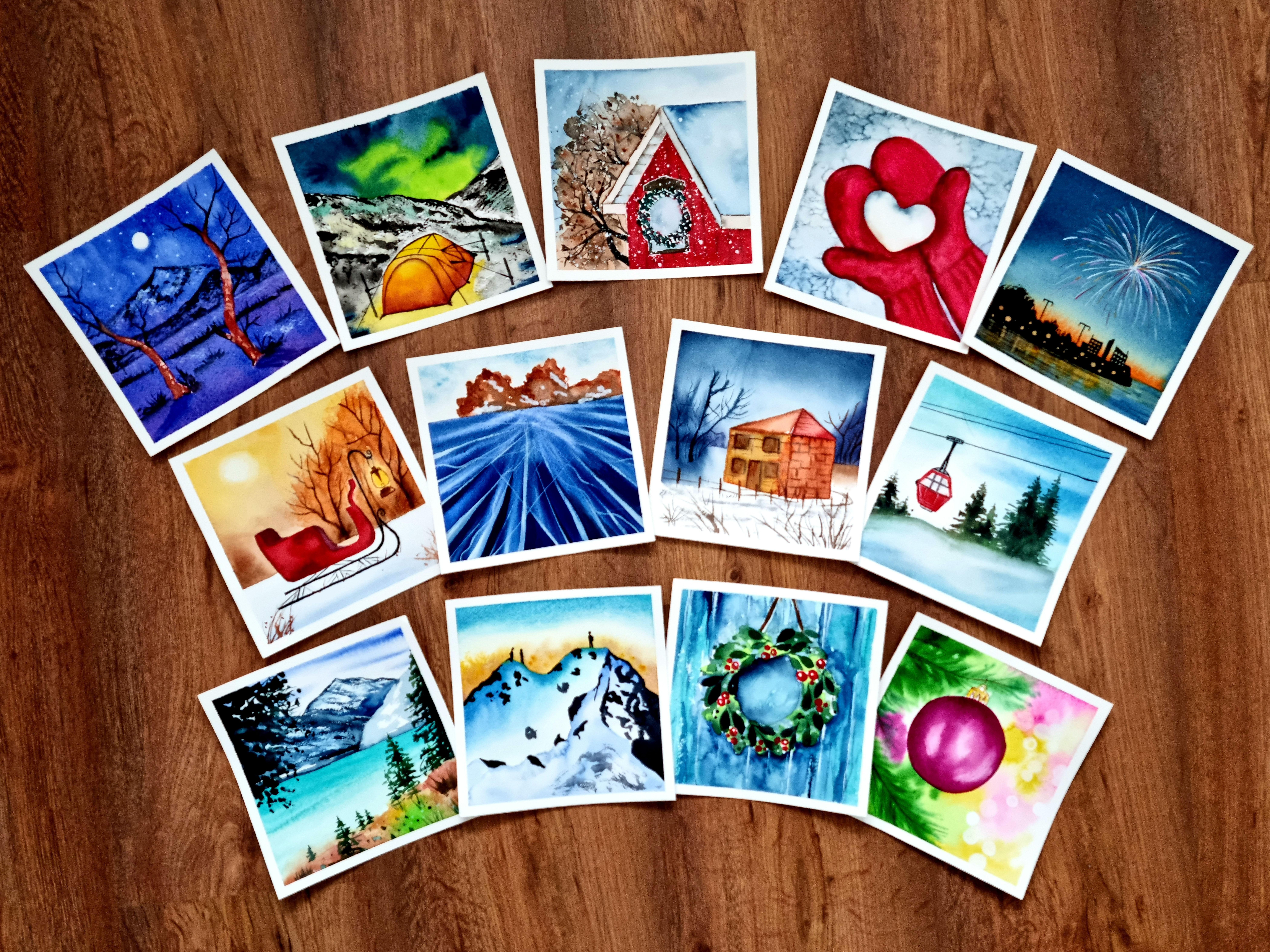 Winter Inspired Holiday Cards - student project