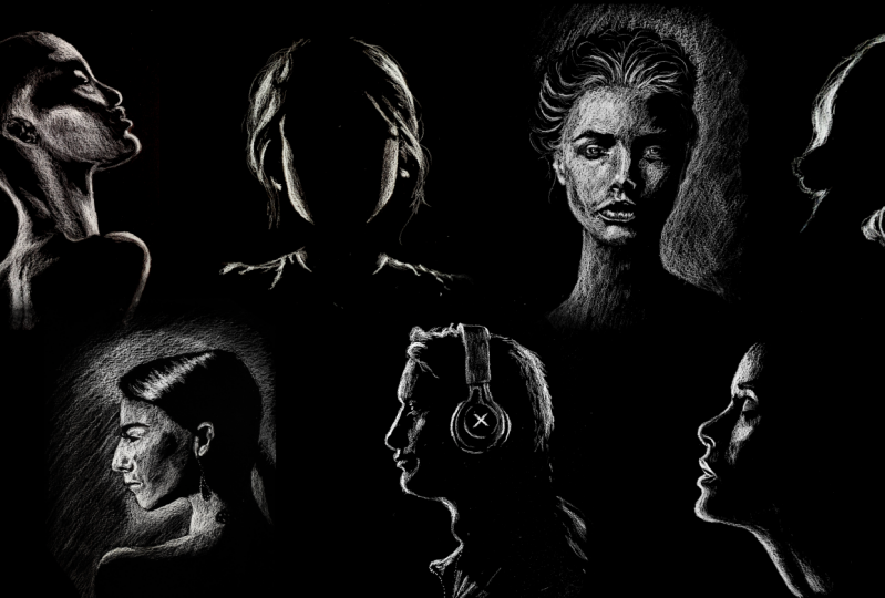 Striking White Charcoal Portraits