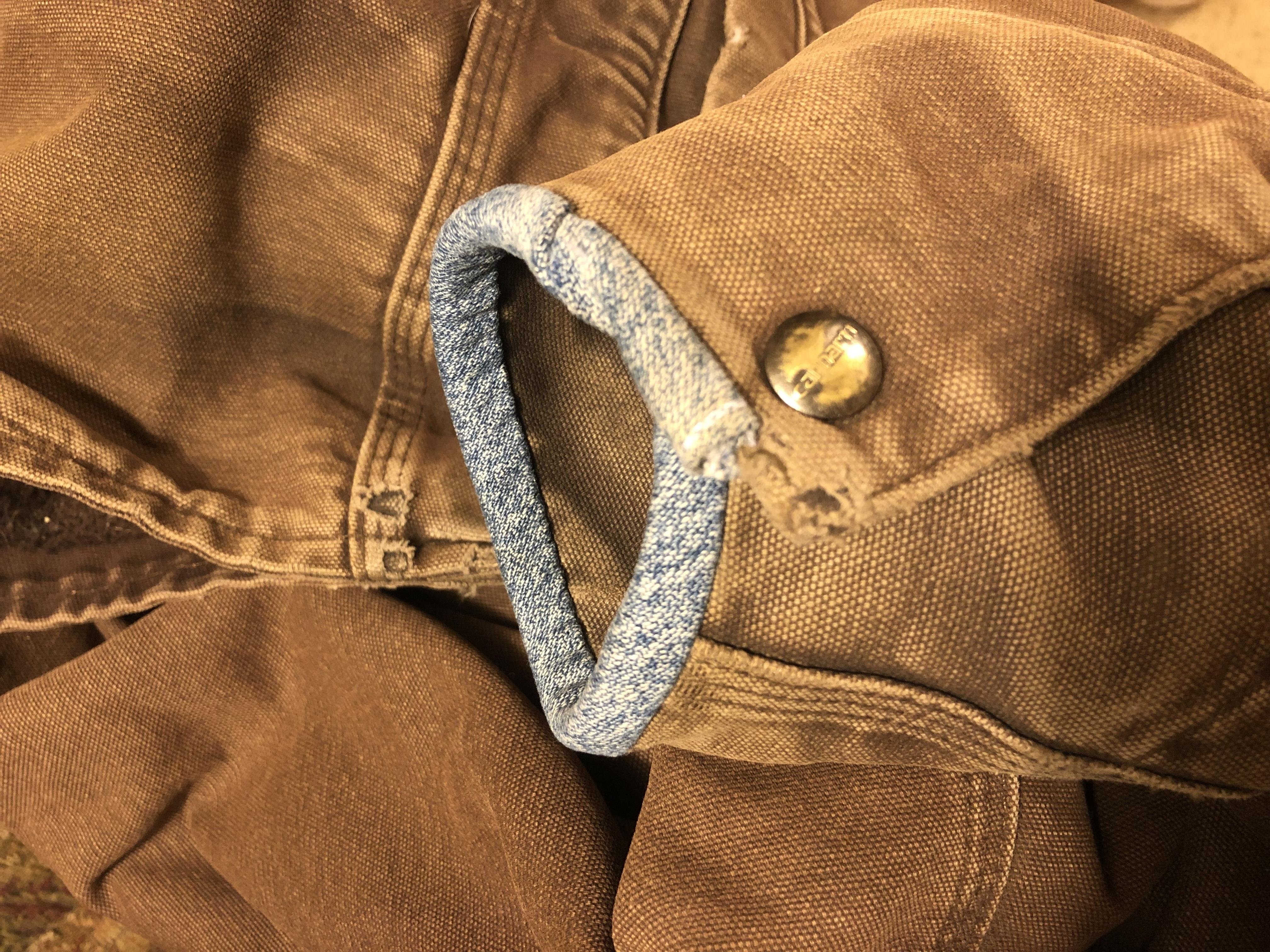 Mended jacket using the felling stitch - student project