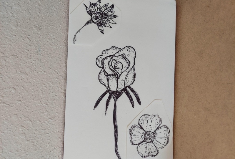 Dried flowers using ink