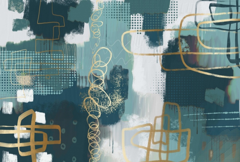 Abstract mixed media painting with Fresco