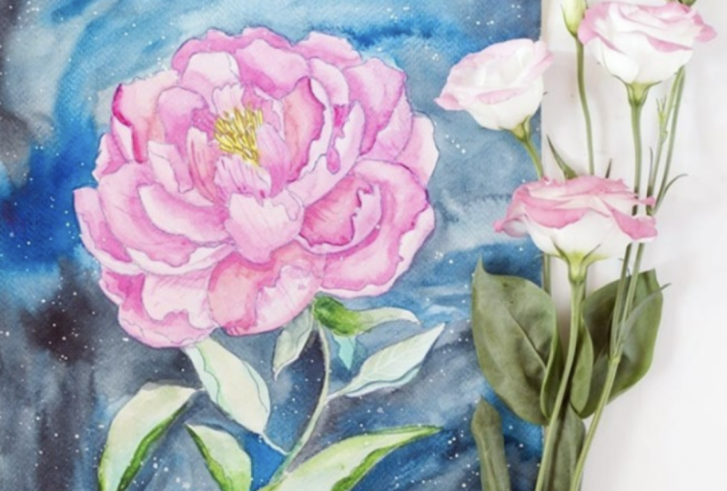 Peony in two styles