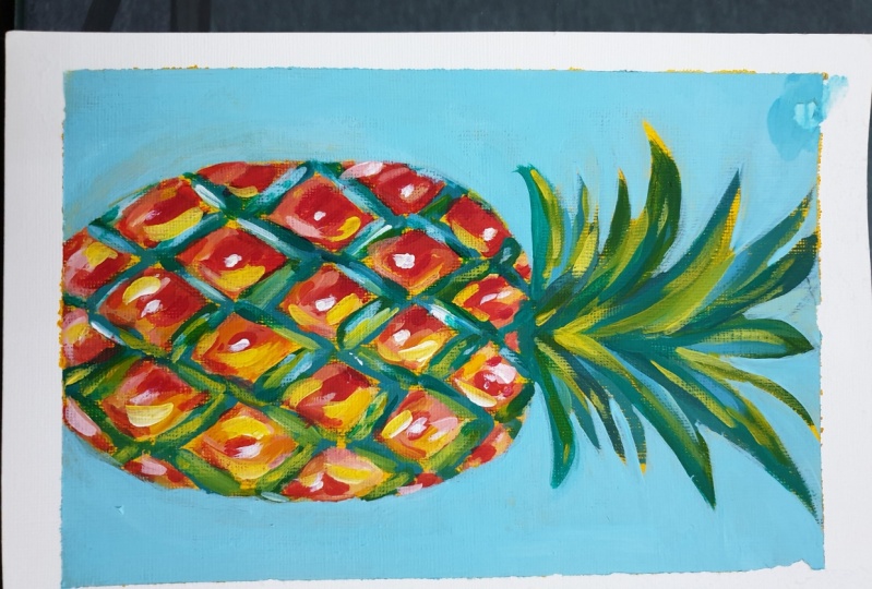 Acrylic Painting: How to Paint a Colorful Pineapple with Acrylic Paint