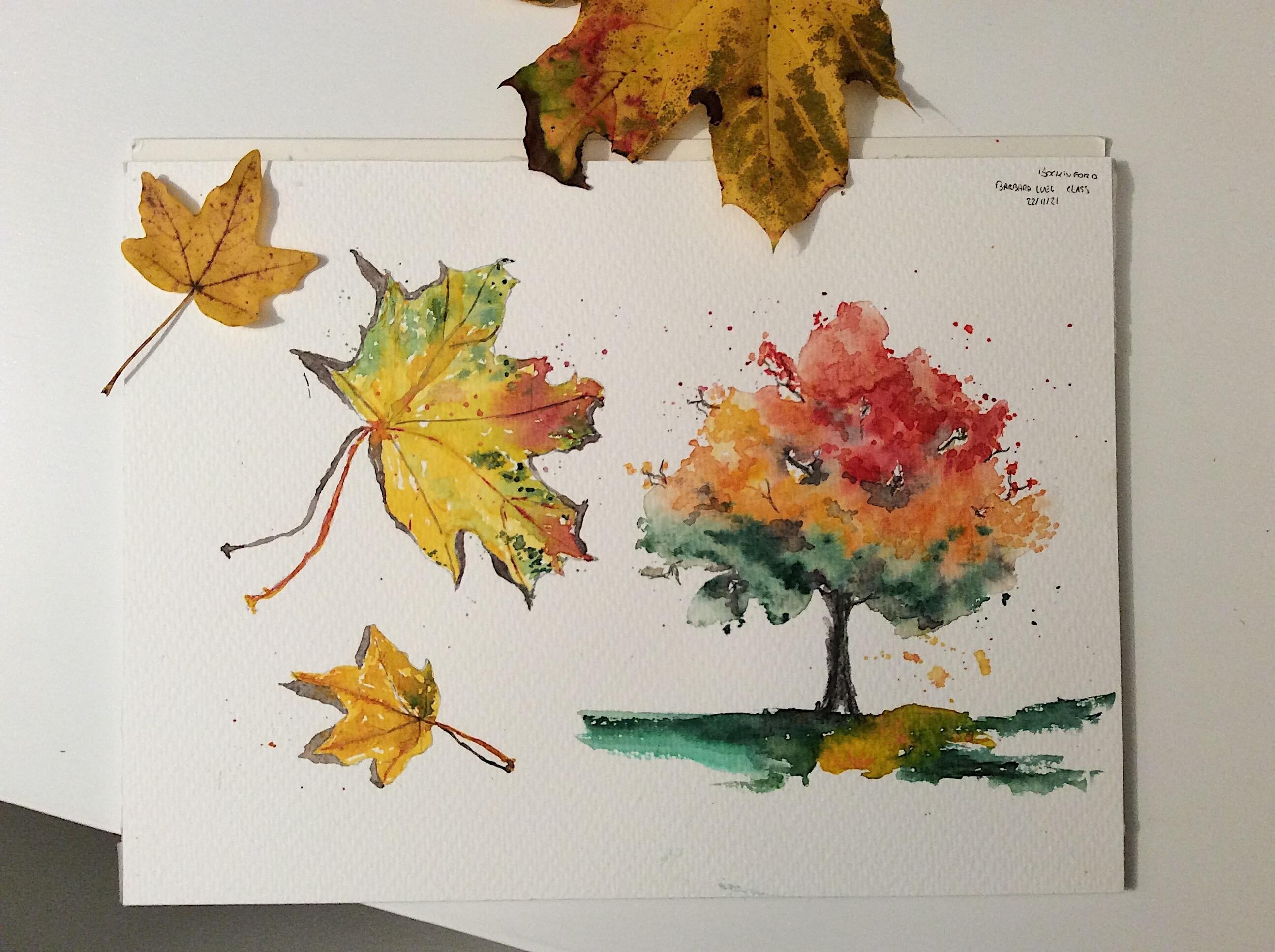 Autumn tree and leaves - student project