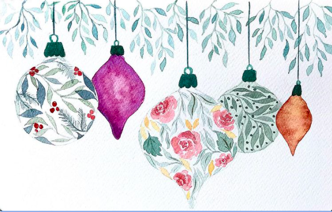 Watercolor Christmas Ornaments - student project