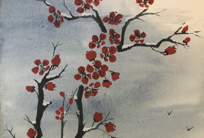 Watercolors to paint Chinese plum