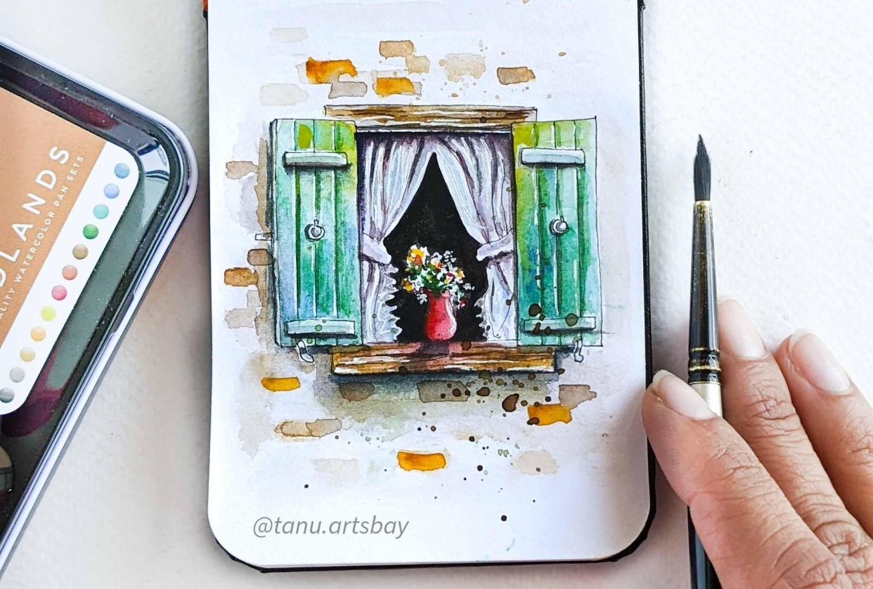 Windows in watercolor - student project