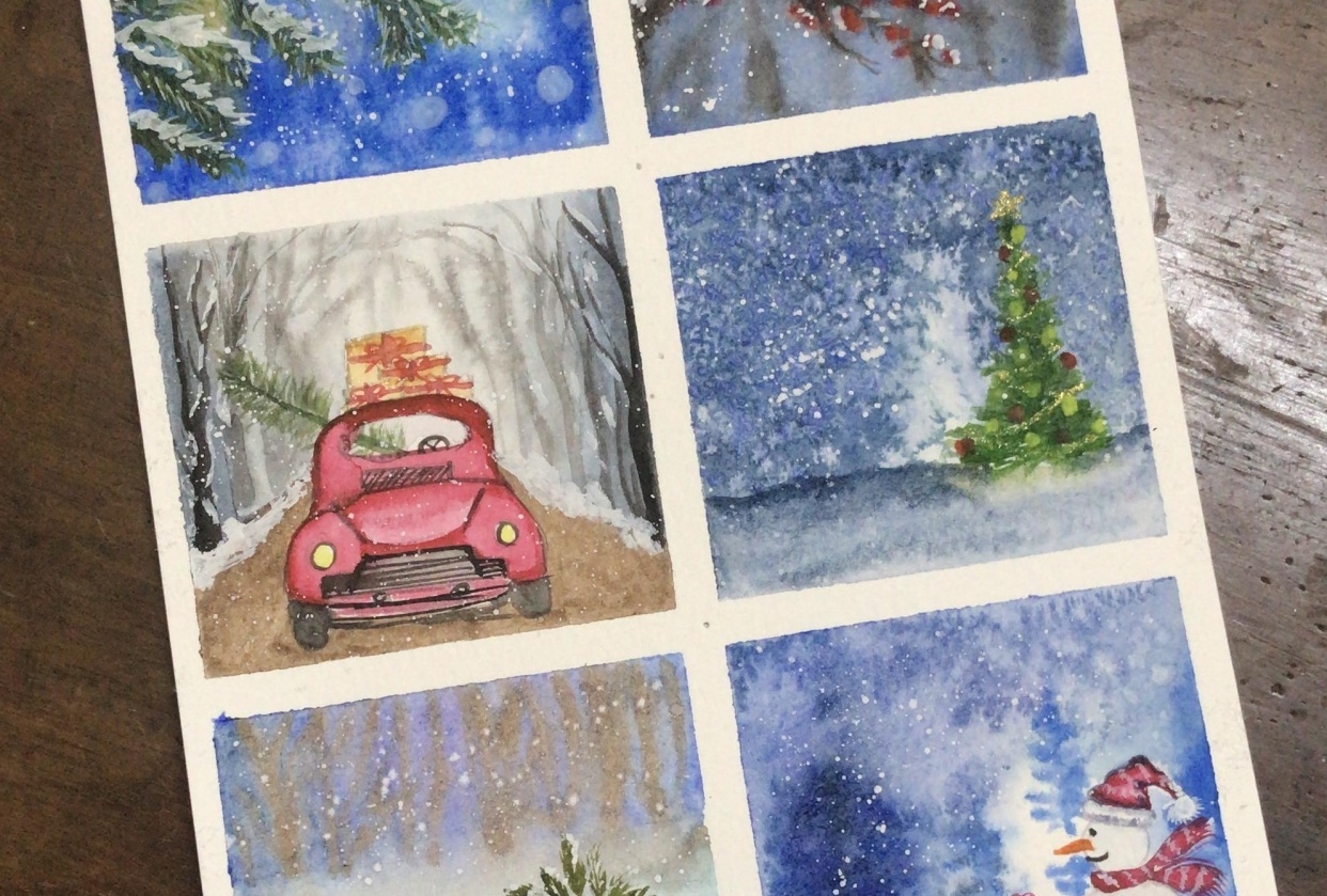 Winter Watercolour Polaroid’s - student project