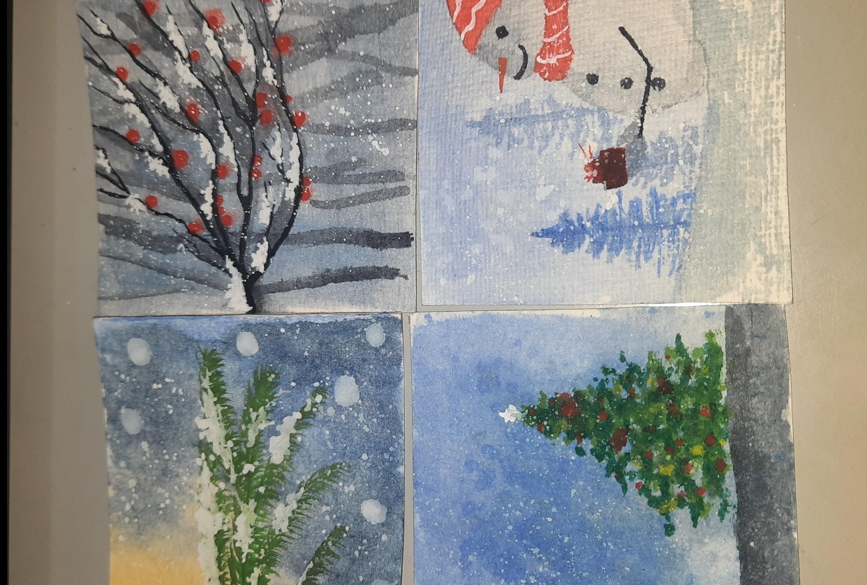 7 Holiday Inspired Polaroid Greetings With Watercolors!! - student project
