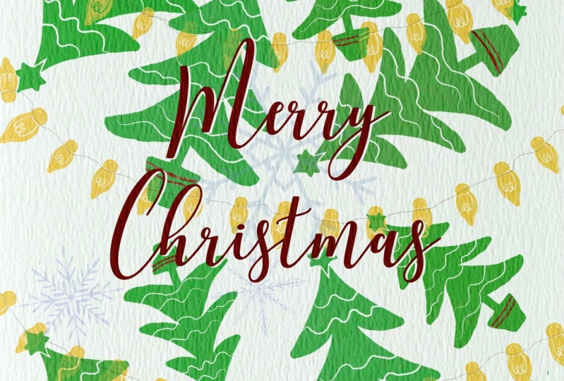 Watercolour Christmas card