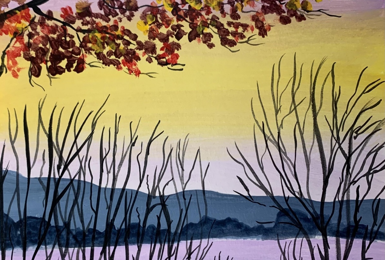 Autumn in acrylic - student project