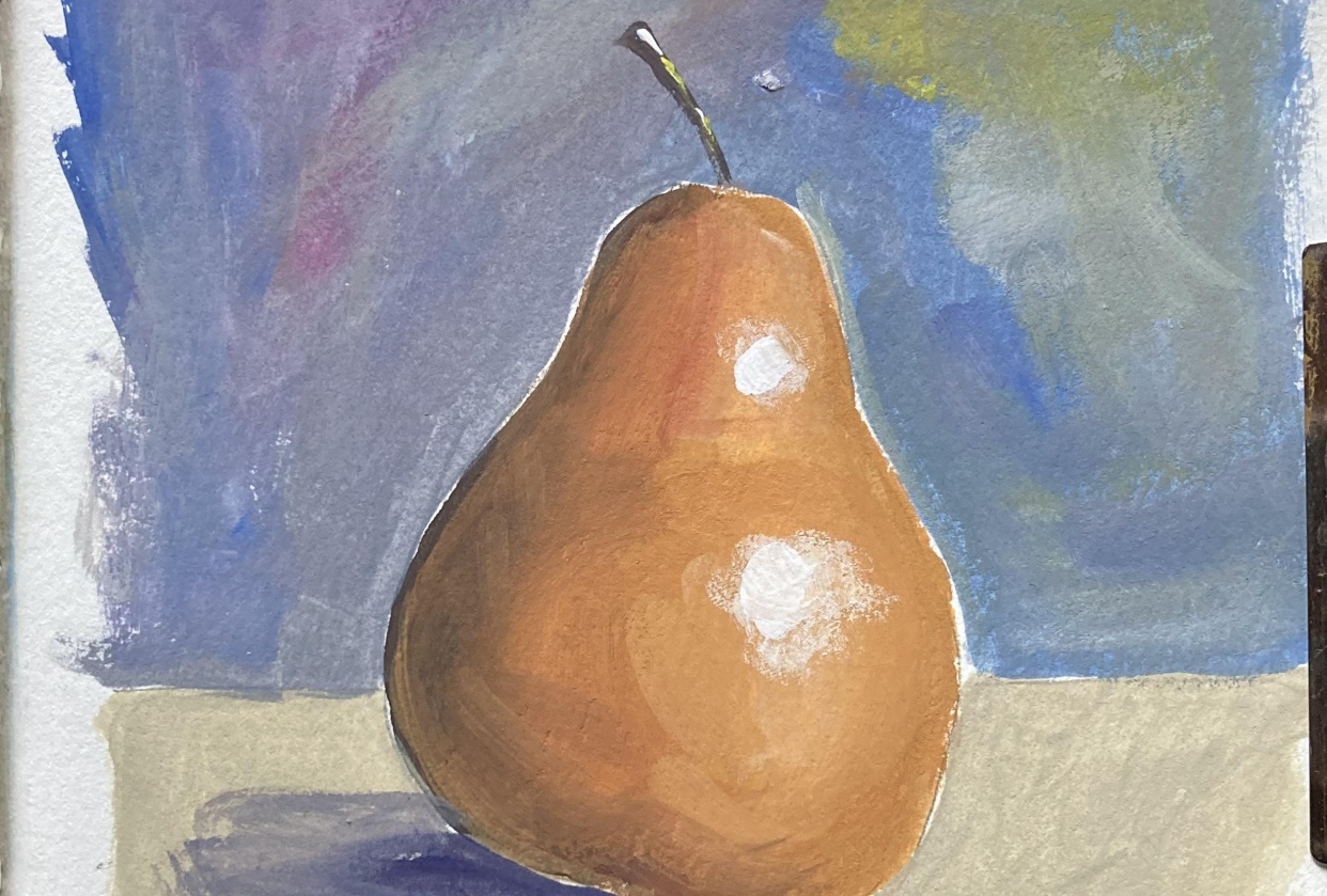 A simple pear in gouache - student project