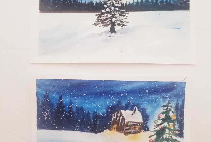 Snowy Winter Landscapes-Using Watercolors