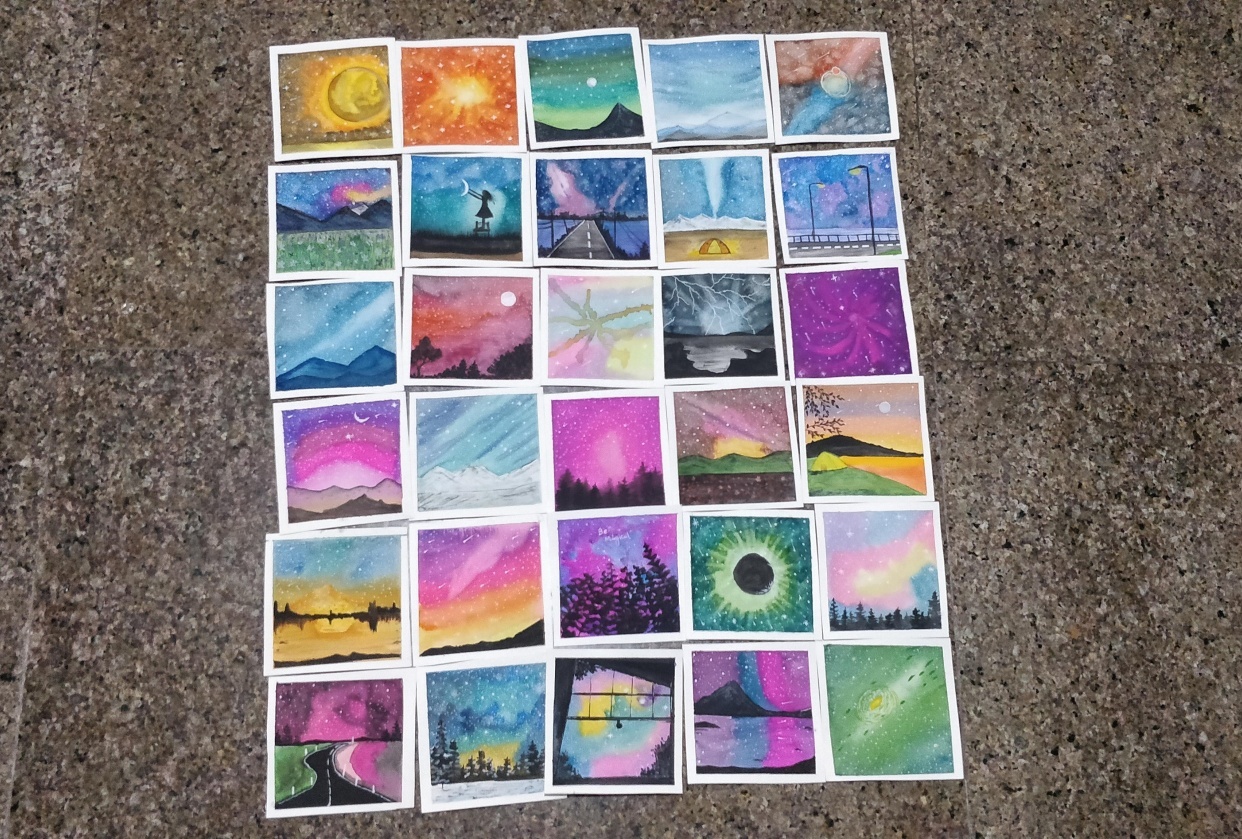 30 days watercolor galaxy - student project