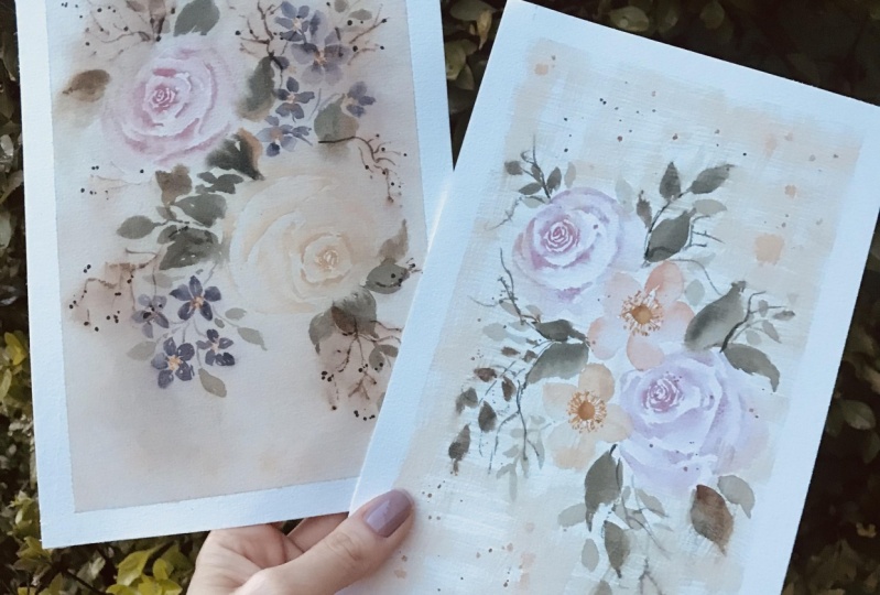 Pastel Flowers with a vintage colors
