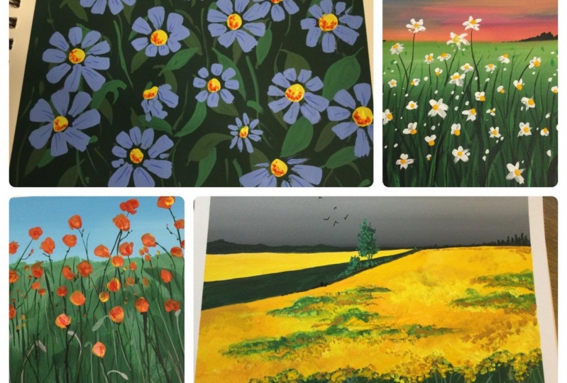 Gouache corn field