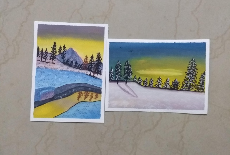 Winterscape Gouache Painting