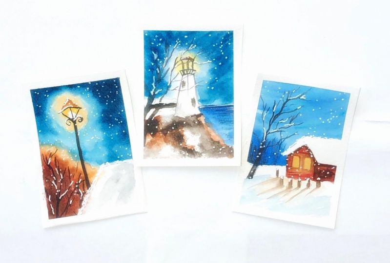 Watercolor winter lights