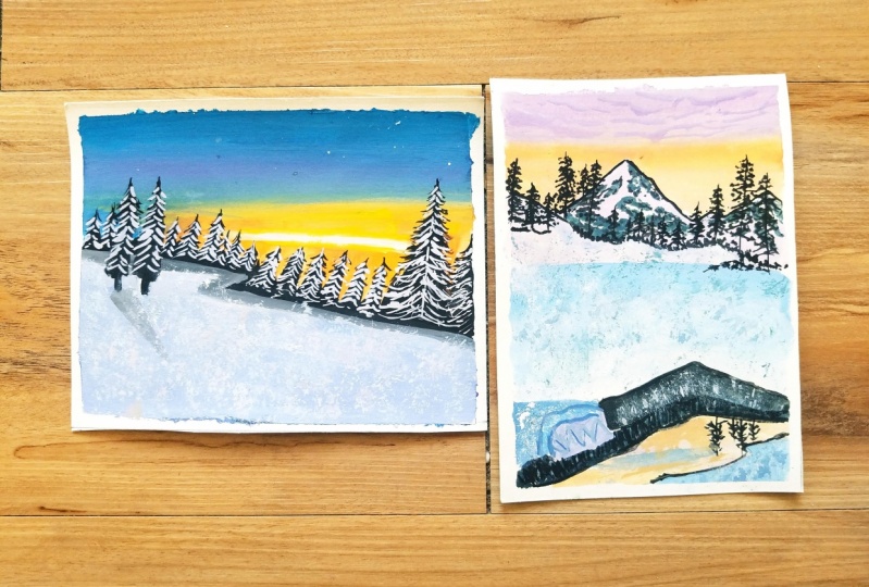 Winterscape Gouache Painting