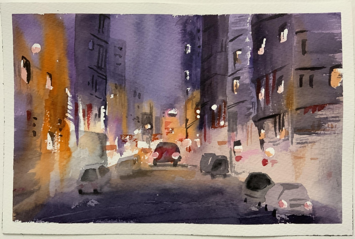 Watercolor cityscape #4 - student project