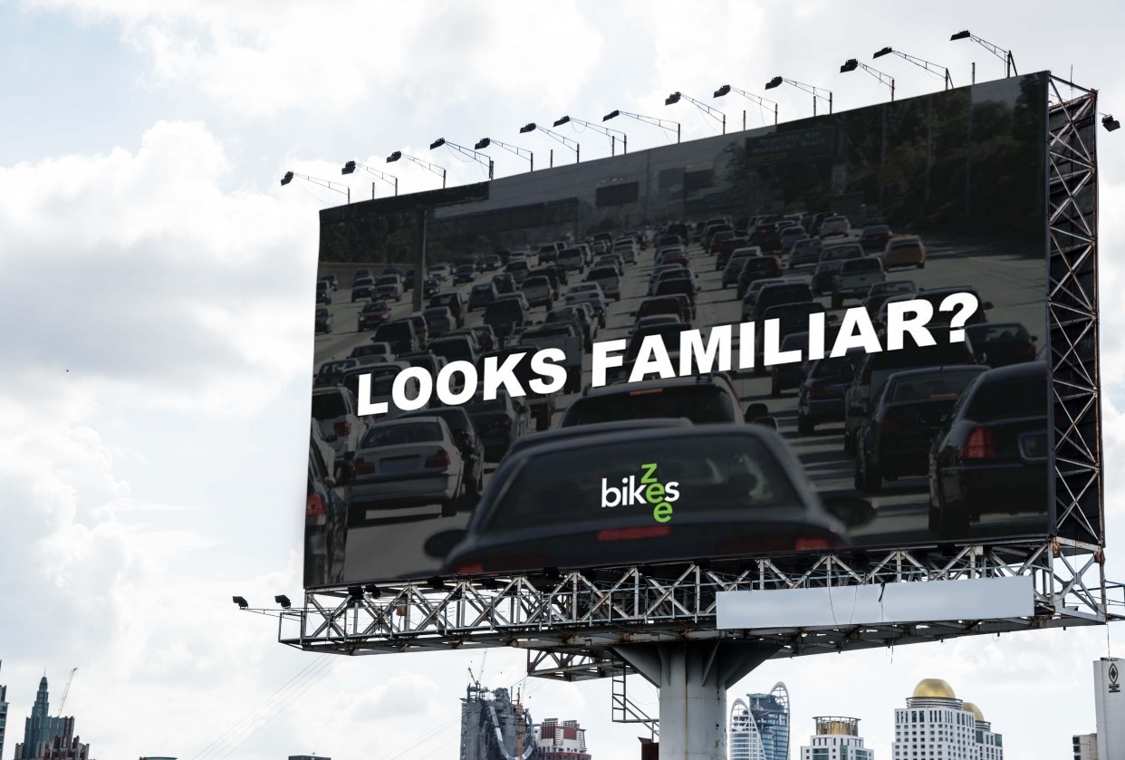 minimalist copywriting campaign zee bike - student project