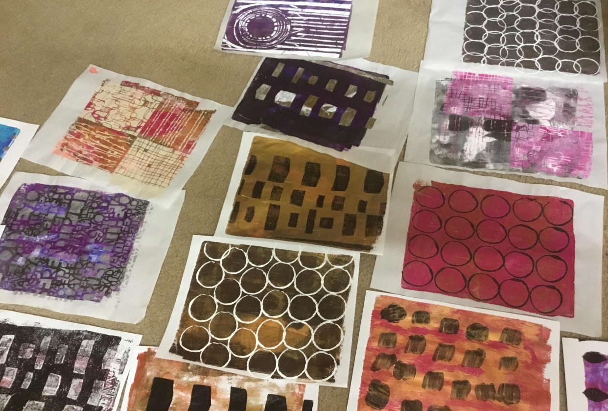 Gel prints, backgrounds & stencils - student project