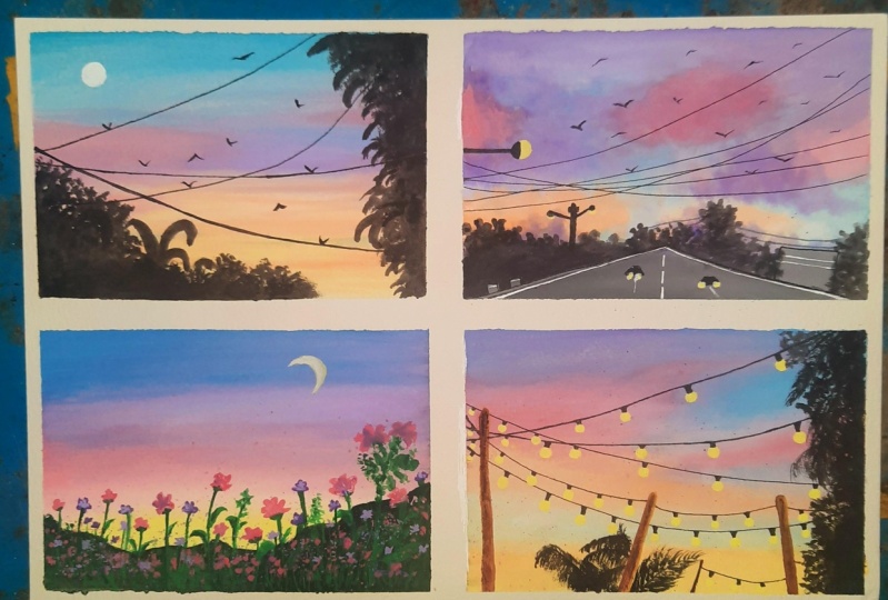 Pastel Sunset With Gouache - Learn to Paint 4 Expressive Sunset Skies