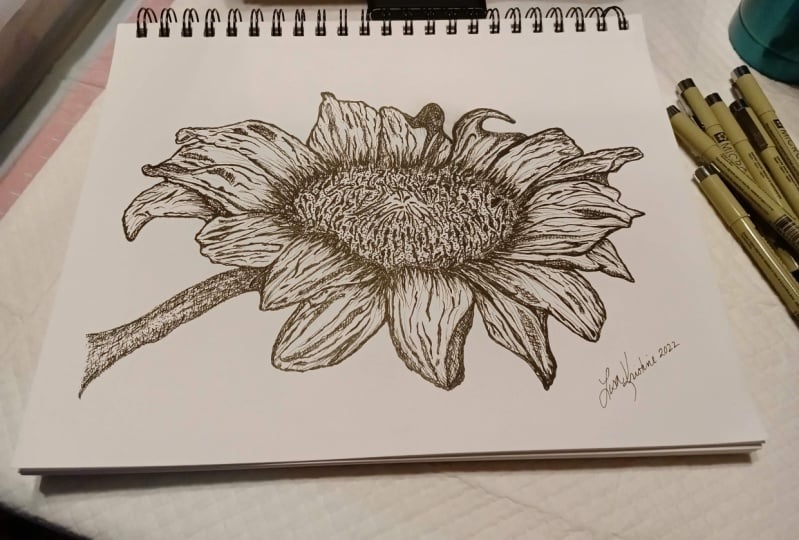 Botanical #2 hybrid stippling/cross hatching