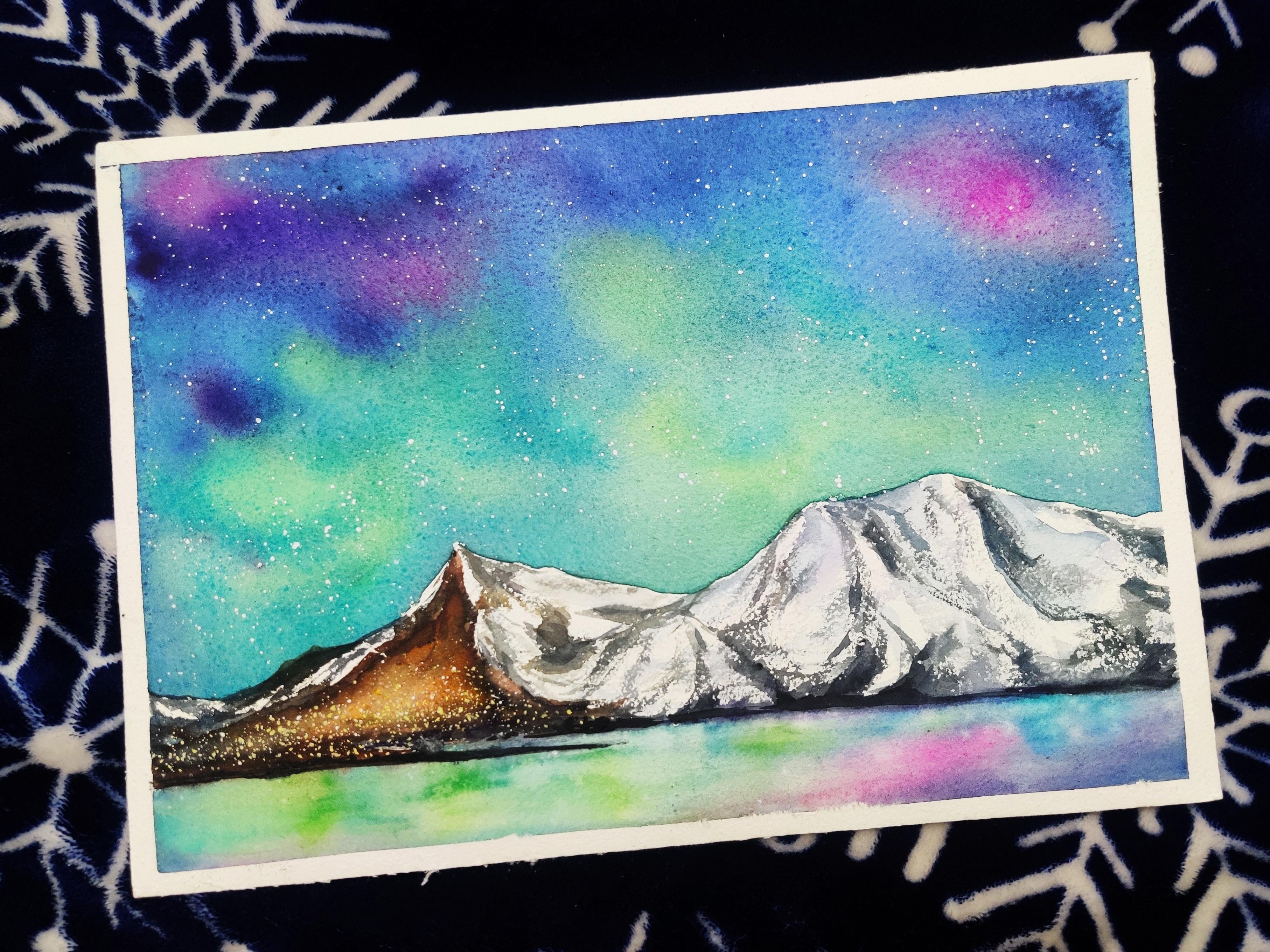 Northern lights and snowy mountains - student project
