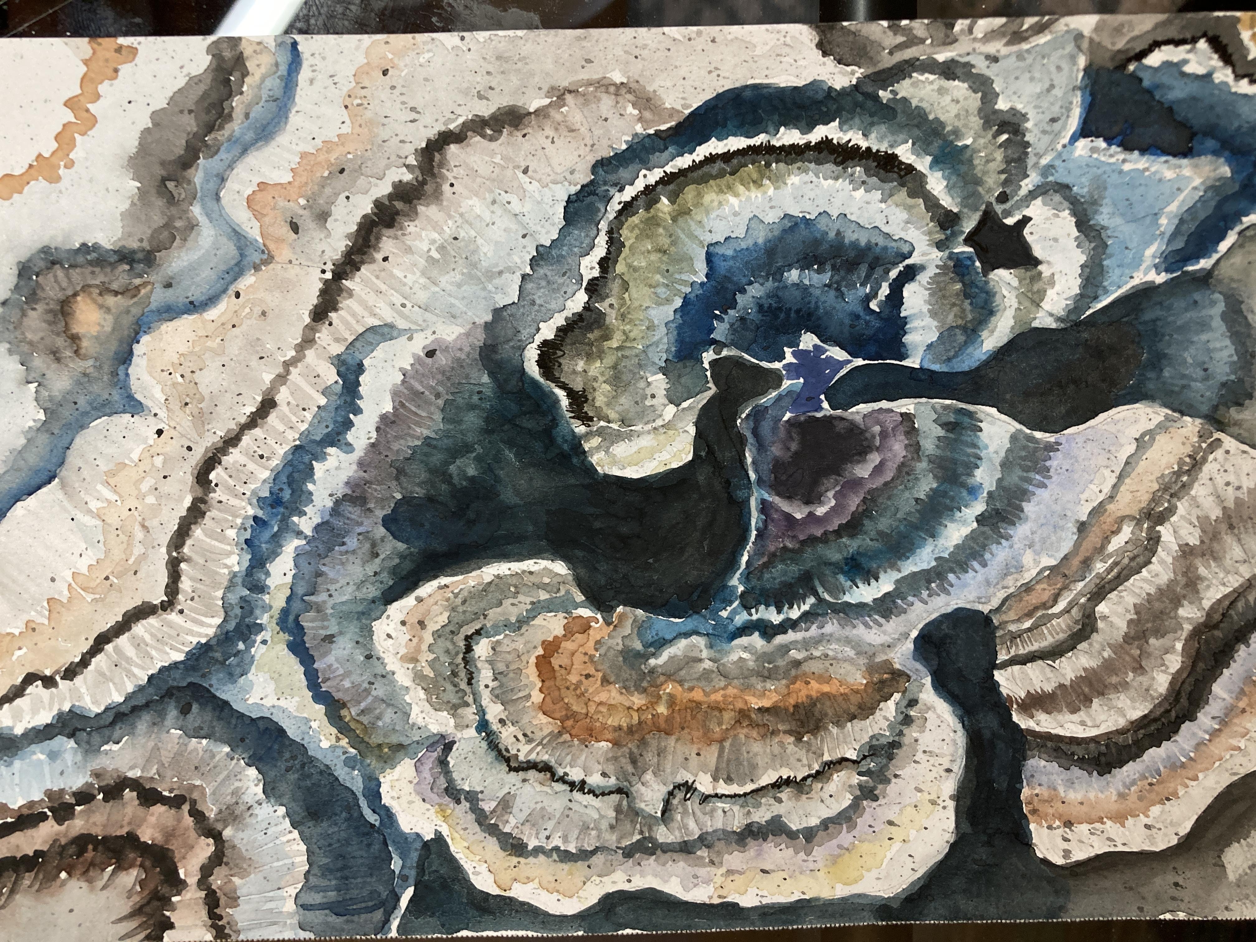 Natural Textures with Watercolor - student project