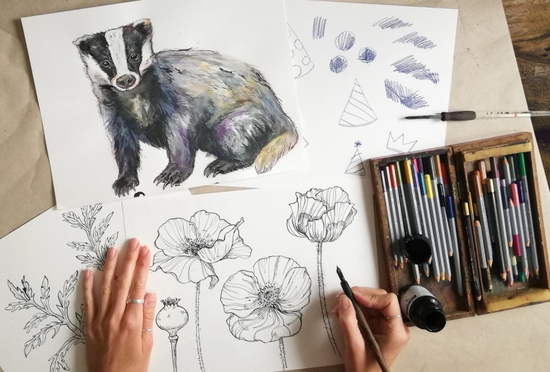 Mixed Media Card Illustration