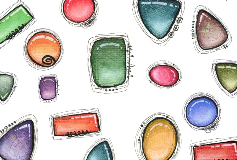 Mixed Media Smooth Wire-Wrapped Gemstones