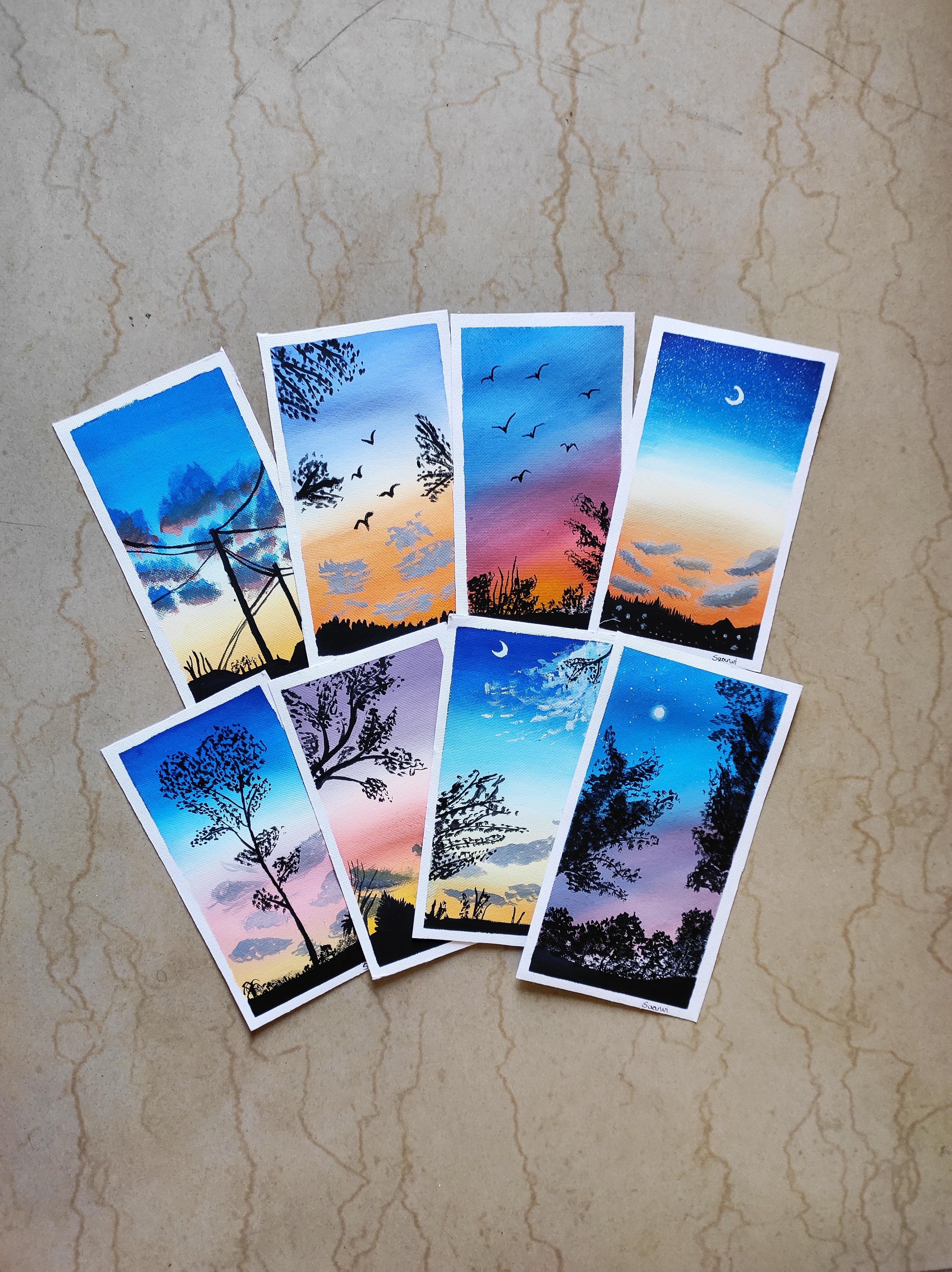 Paint 10 Different Sky Silhouettes using Gouache - student project