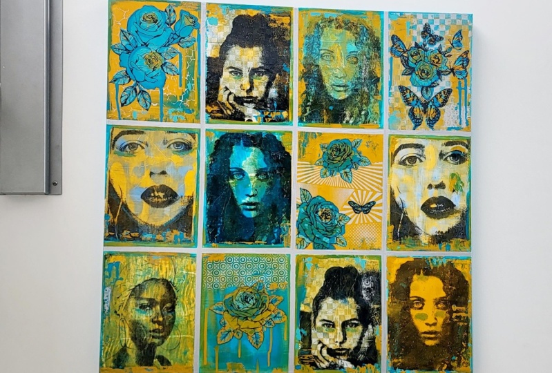 Large Gelli printing plus screen printing Canvas