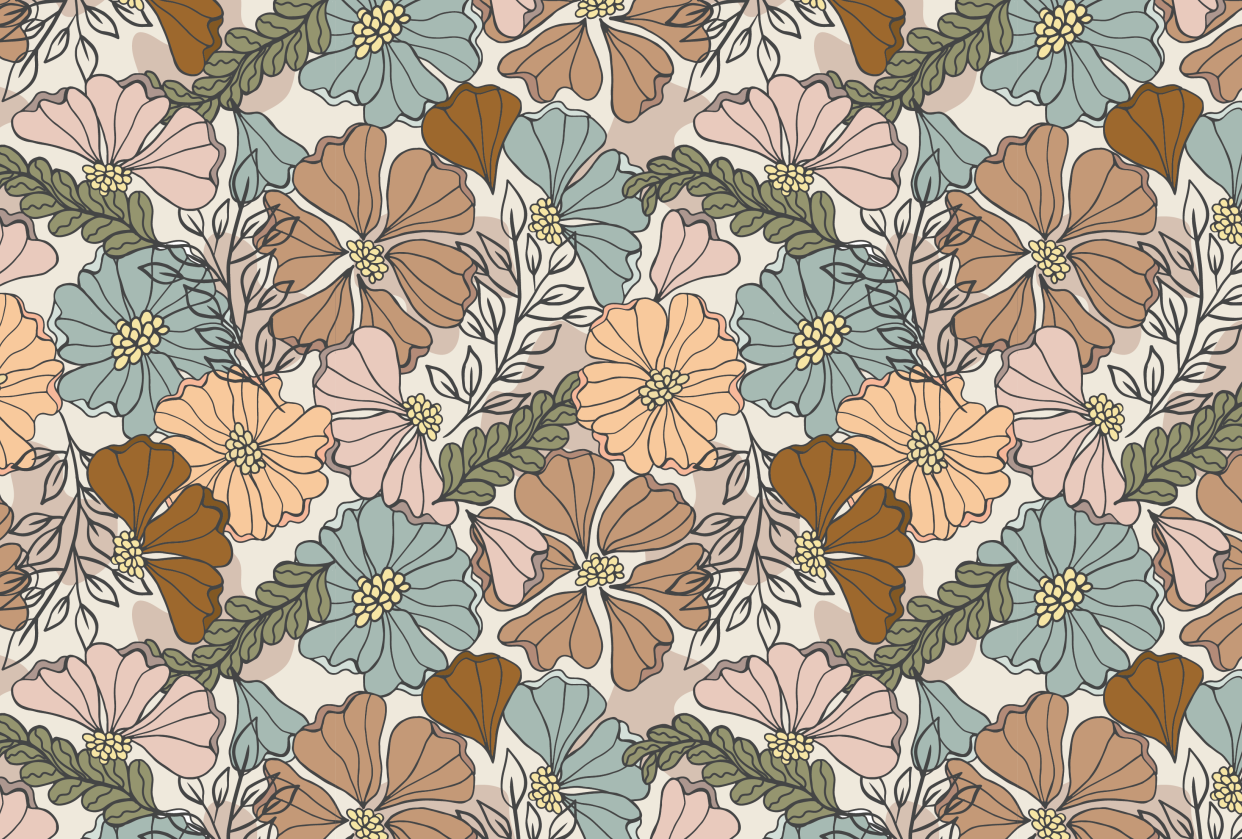 My first Hand drawn flower pattern - student project