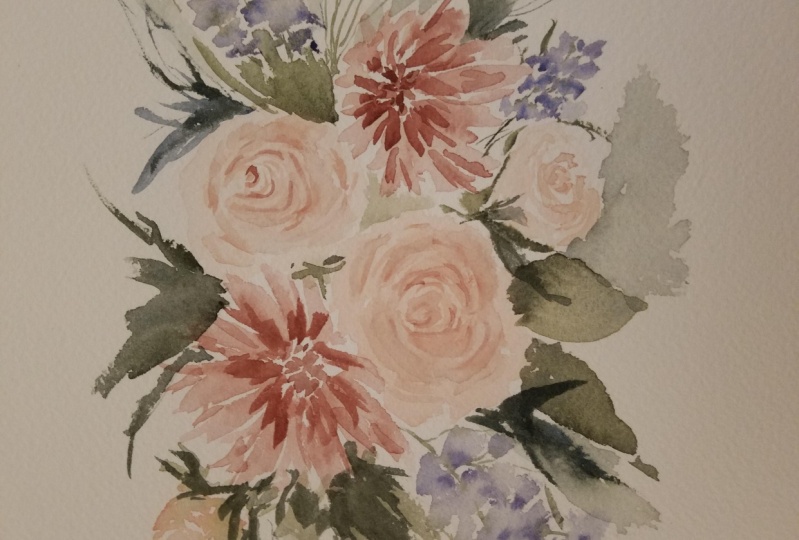 Dramatic watercolor flowers