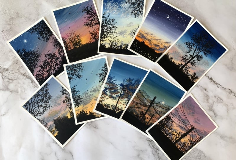 Dreamy silhouettes - Gouache
