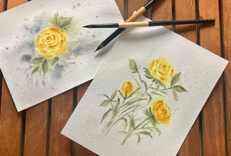 Loose watercolor roses